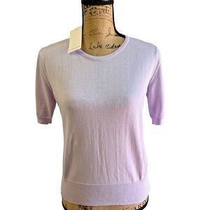 Rossopuro Women's Lavender Short Sleeve Cotton Knit Sweater Top Sz 44/8